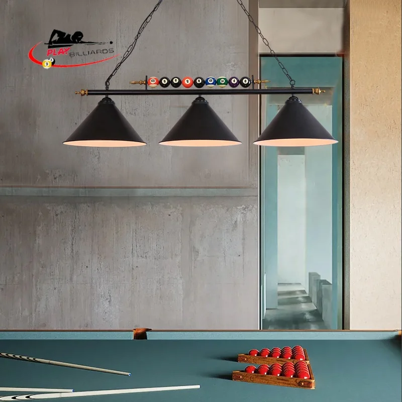 Antique metal ceiling island retro snooker table chandelier Rustic industrial Billiard pendant lamp LED pool table light