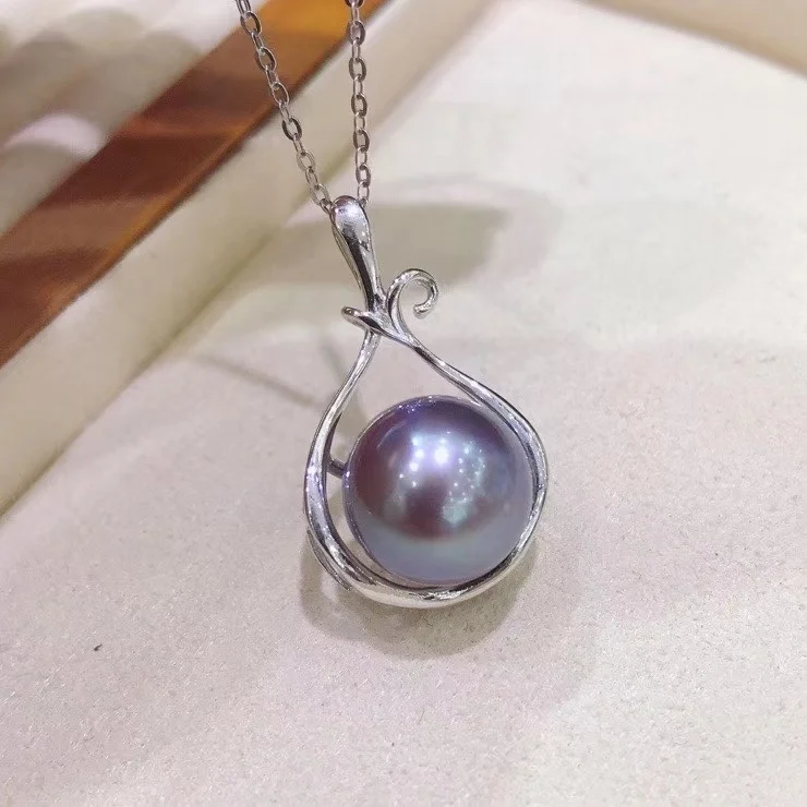 923P 11-12 мм настоящий натуральный пресноводный жемчуг ожерелье с 925 пробы серебром с позолоченным кулоном Ожерелье