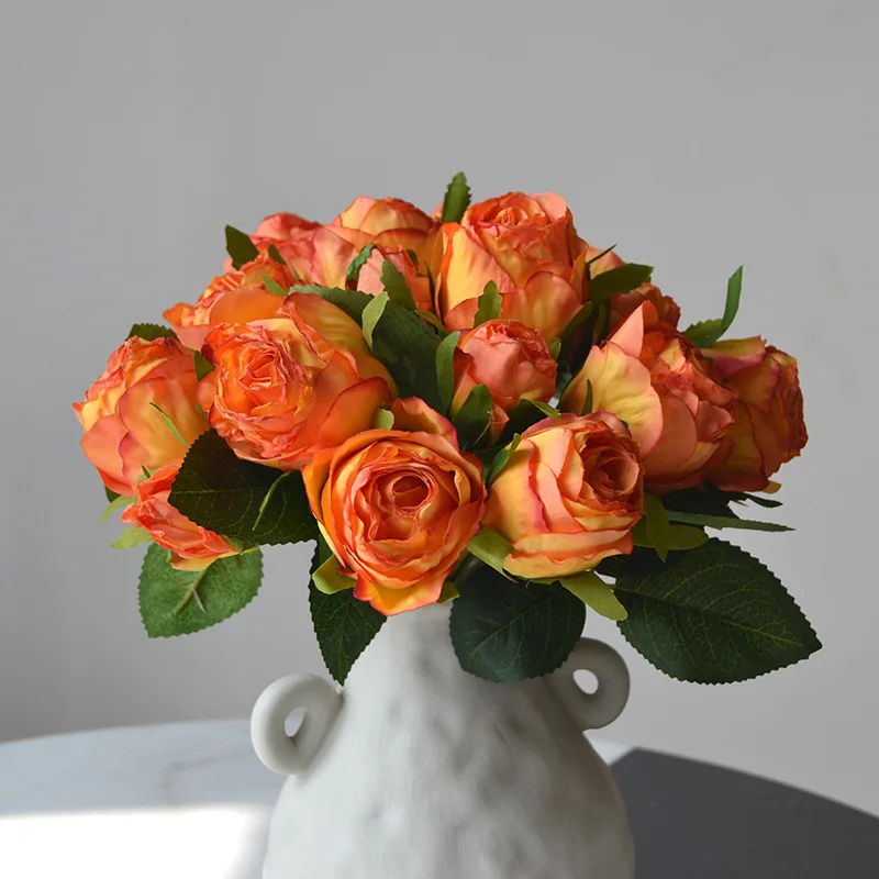 Hot sale artificial flower single velvet rose flower for wedding home decoration