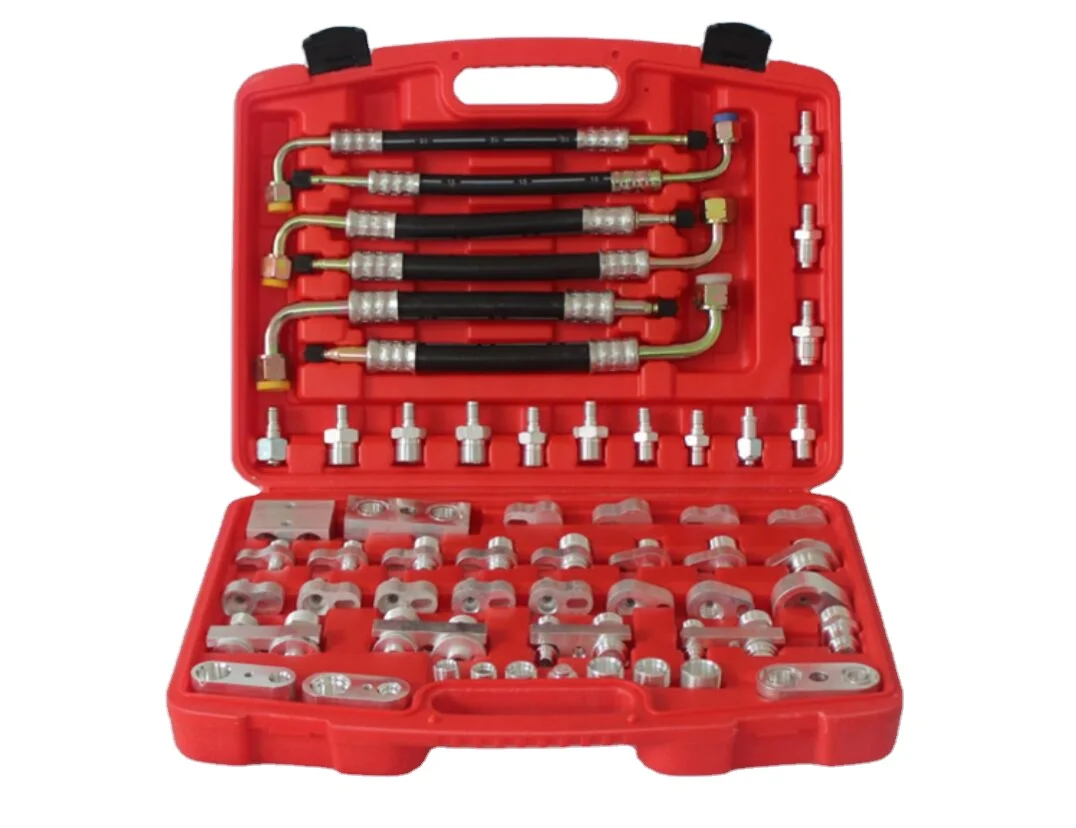 Premium Car Air Conditioning Leak Detection Tool Set 56pcs Including Plugs for Microcars Engineering Vehicles Trucks Leak Repair