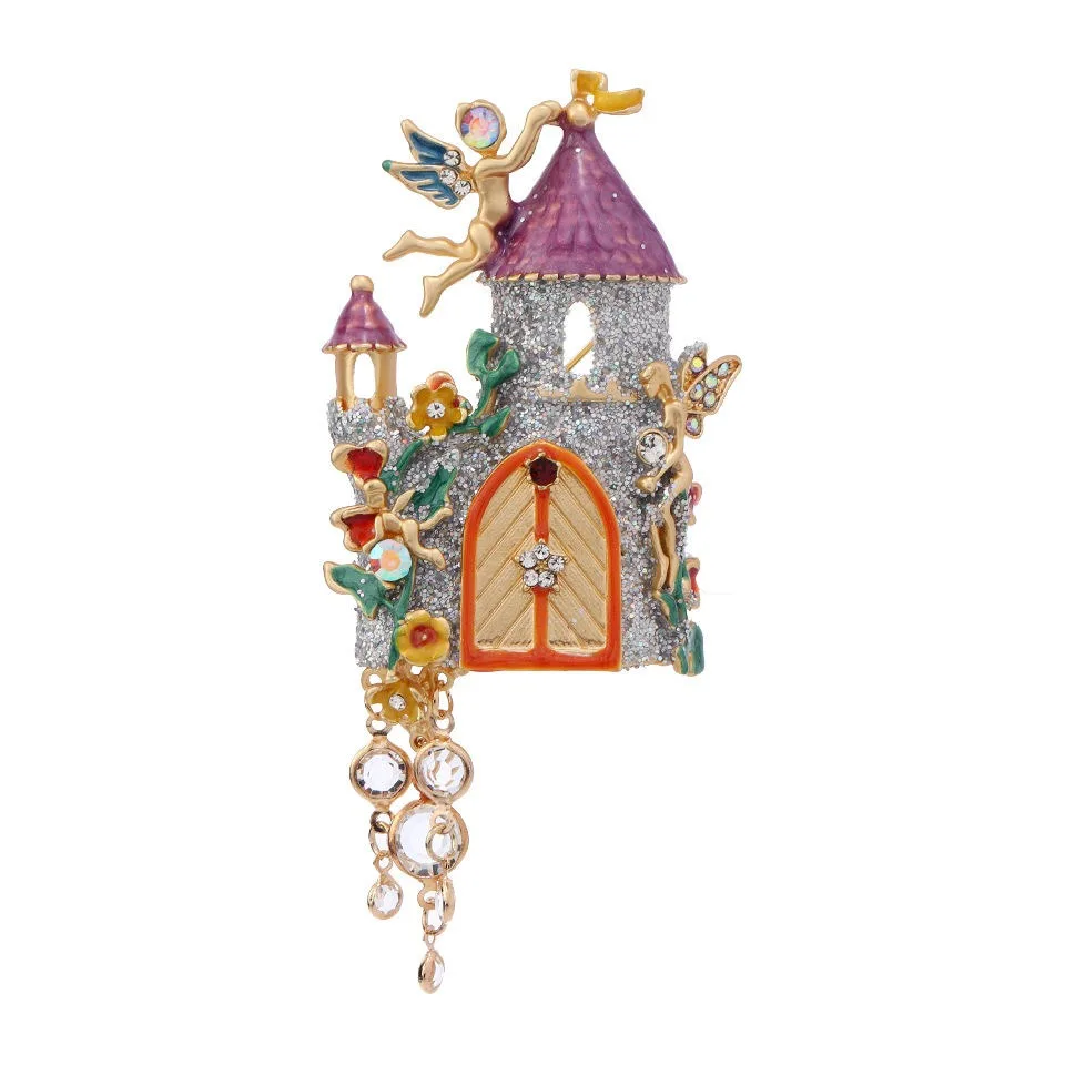 Dream Fashion Elf Fairy Tale Castle brooch Light Luxury Alloy Drip Oil Trendy Brooch Pin Female