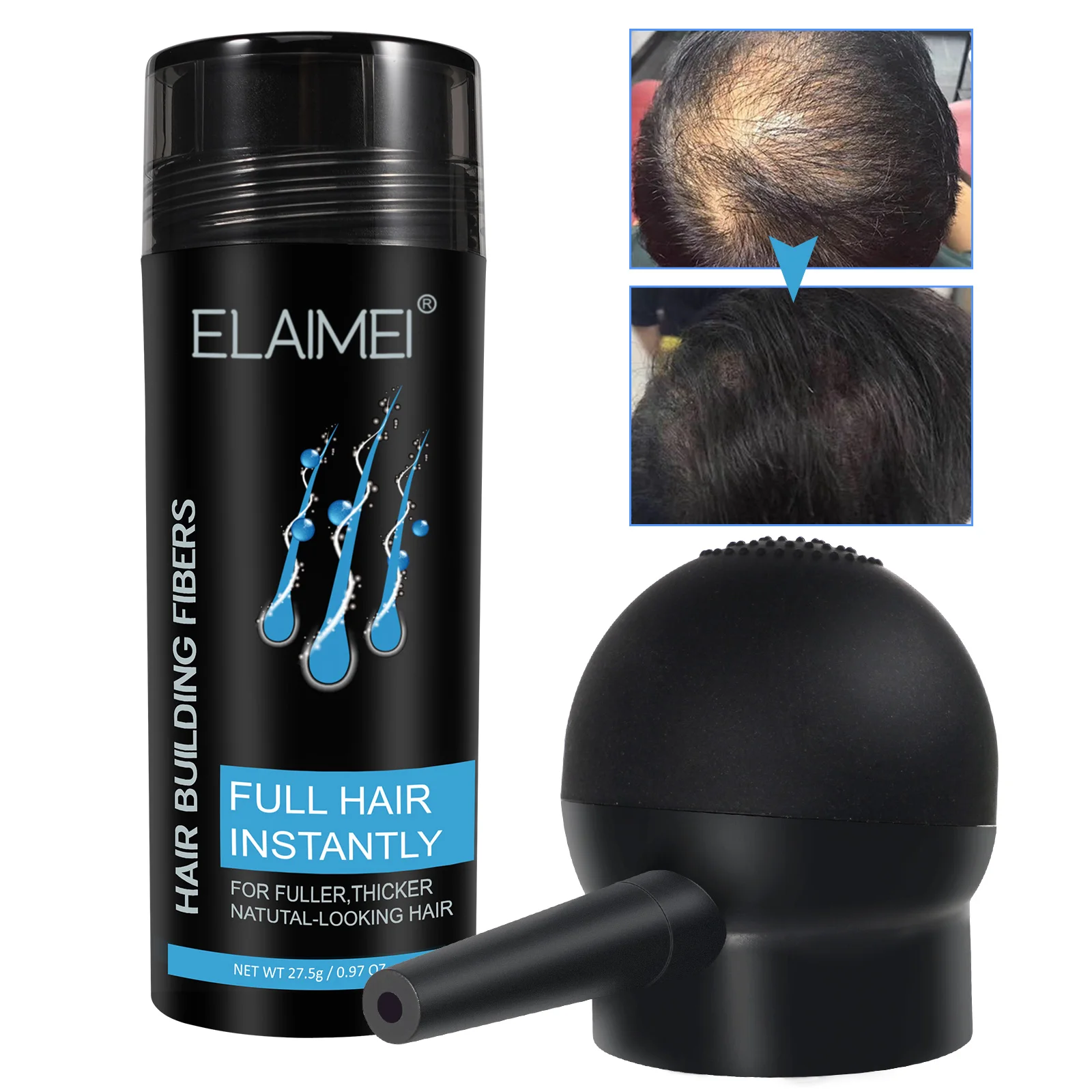 Wholesale Hair Loss Treatment Hair Fiber Building Spray Applicator Set Black