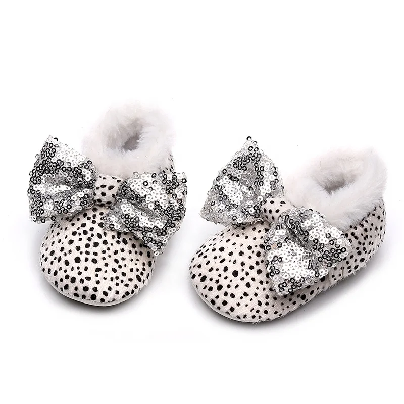 EVERTOP leopard dots delsign fluffy inner lovely prewalker snow shoes baby winter loafers (60743322490)
