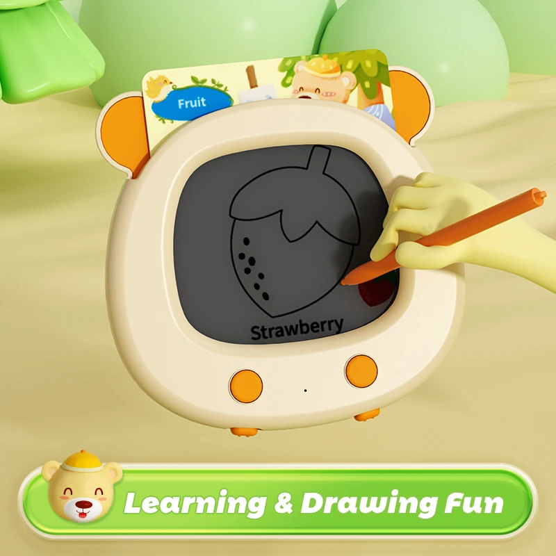 English Flash Cards with LCD Writing and Drawing Tablet Talking Baby Speech Toys for Early Education Learning
