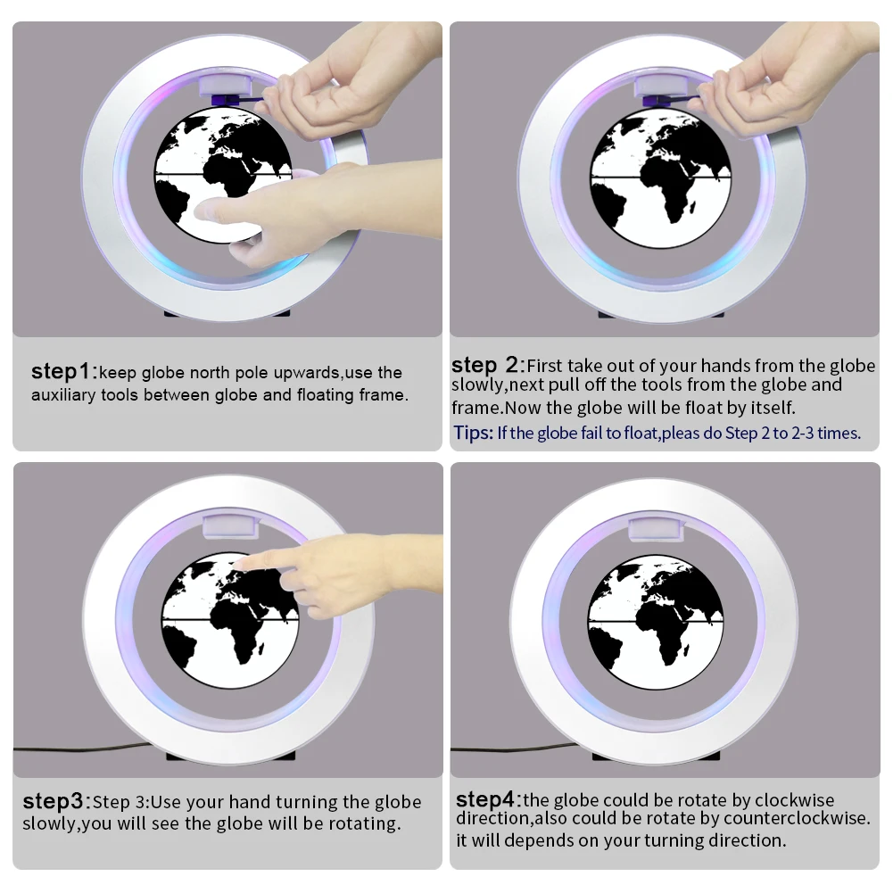 Round Shape Floating Magnetic Globe ,Levitation Magnetic Rotating Globe as Gift