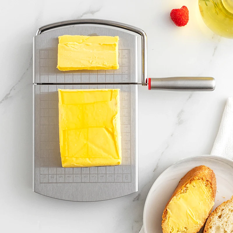 Stainless Steel Cheese Slicers for Block Wire Cheese Slicer with Scale Cheese Cutters for Kitchen Gadget