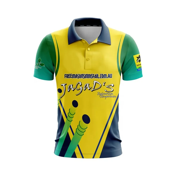 SDC-019 Sublimation Full Short Sleeve Australia Cricket Team Jersey Kits Design Cricket Uniform Set