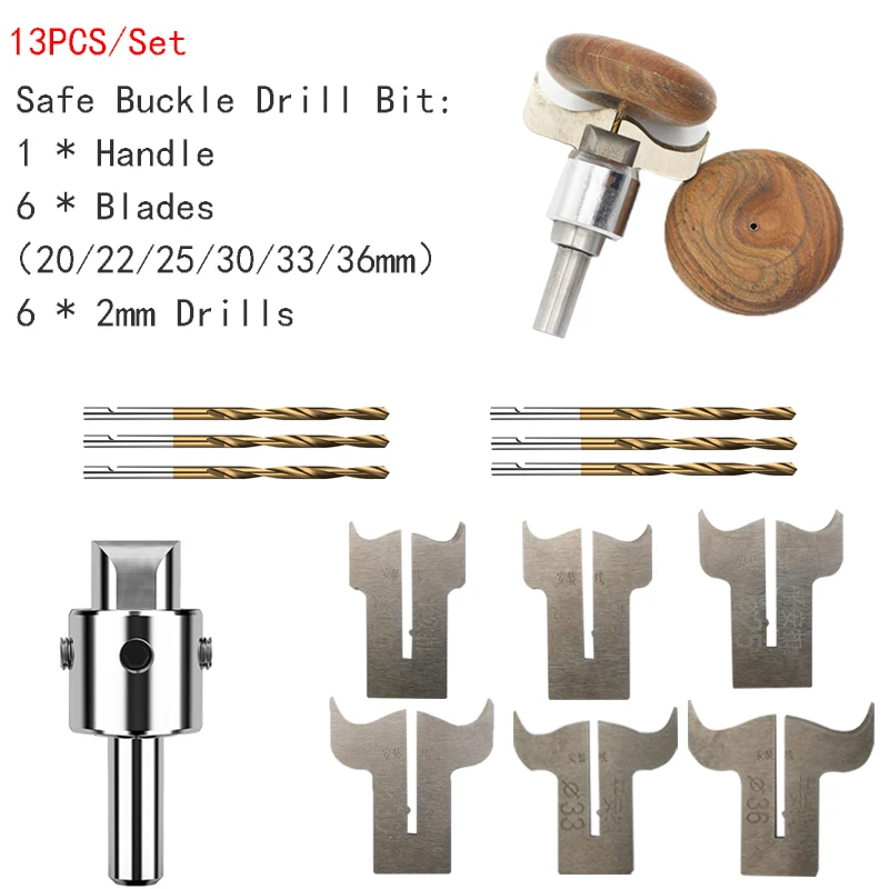 HUHAO 13pcs Pattern Wooden Bead Maker Drill Bit Milling Cutter Set Ring Maker Beads Buckle Drill Bit