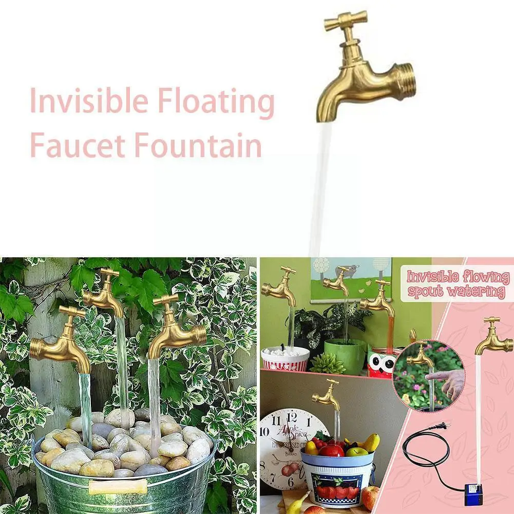 Stealth Flowing Spout Watering Can Fountain Floating Tap Fountain for Home Garden Courtyard Decoration Perfect Gift for Family