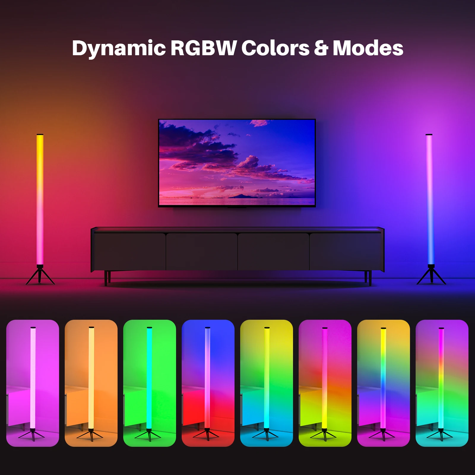 Standing Decorative Living Room RGB LED stand Tripod Corner Hotel Floor Lamp with Remote Control