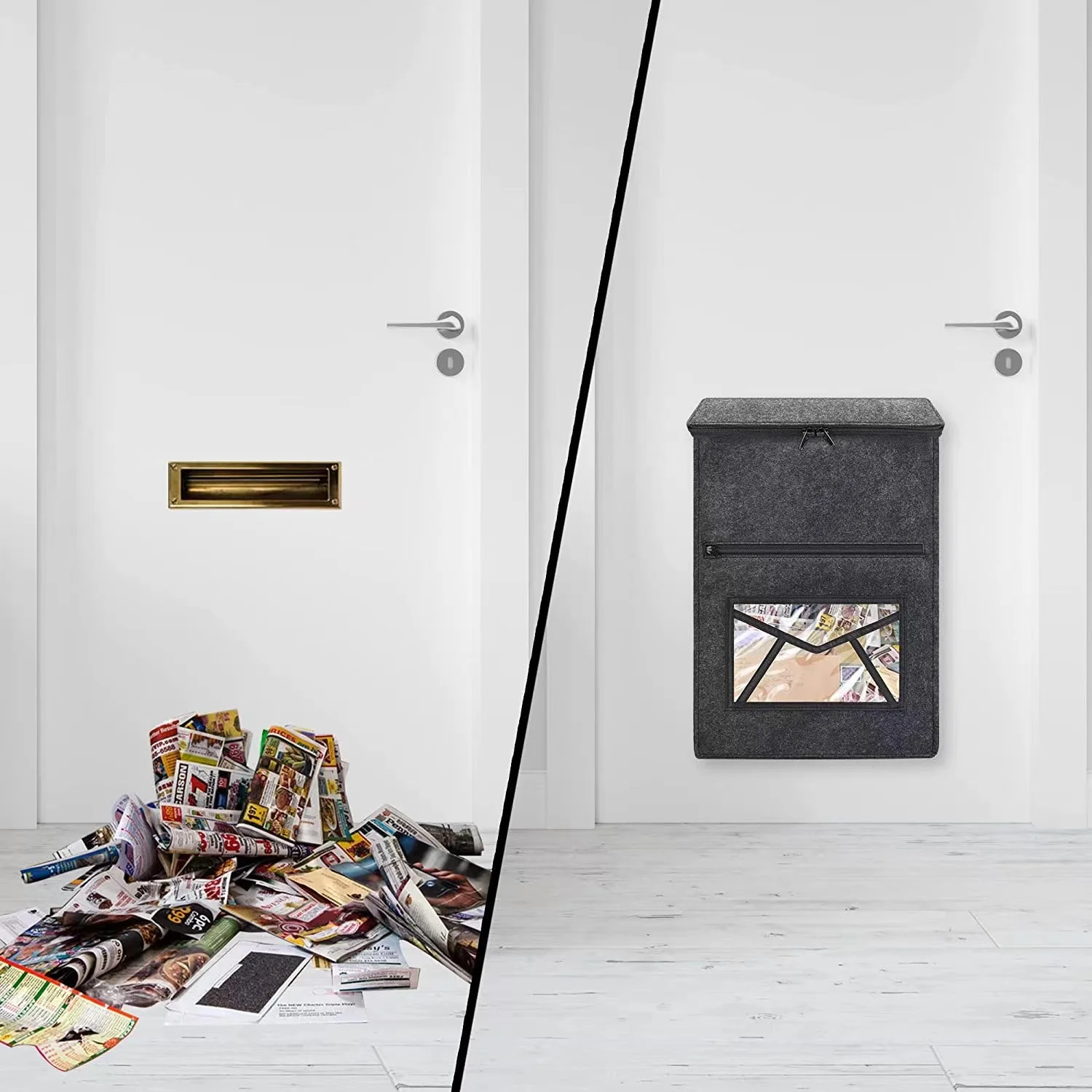 hot sell  product Letter Box Catcher Cages Grey Felt Post Catcher for PVC, Wood, and Metal Doors, Mail Indoor