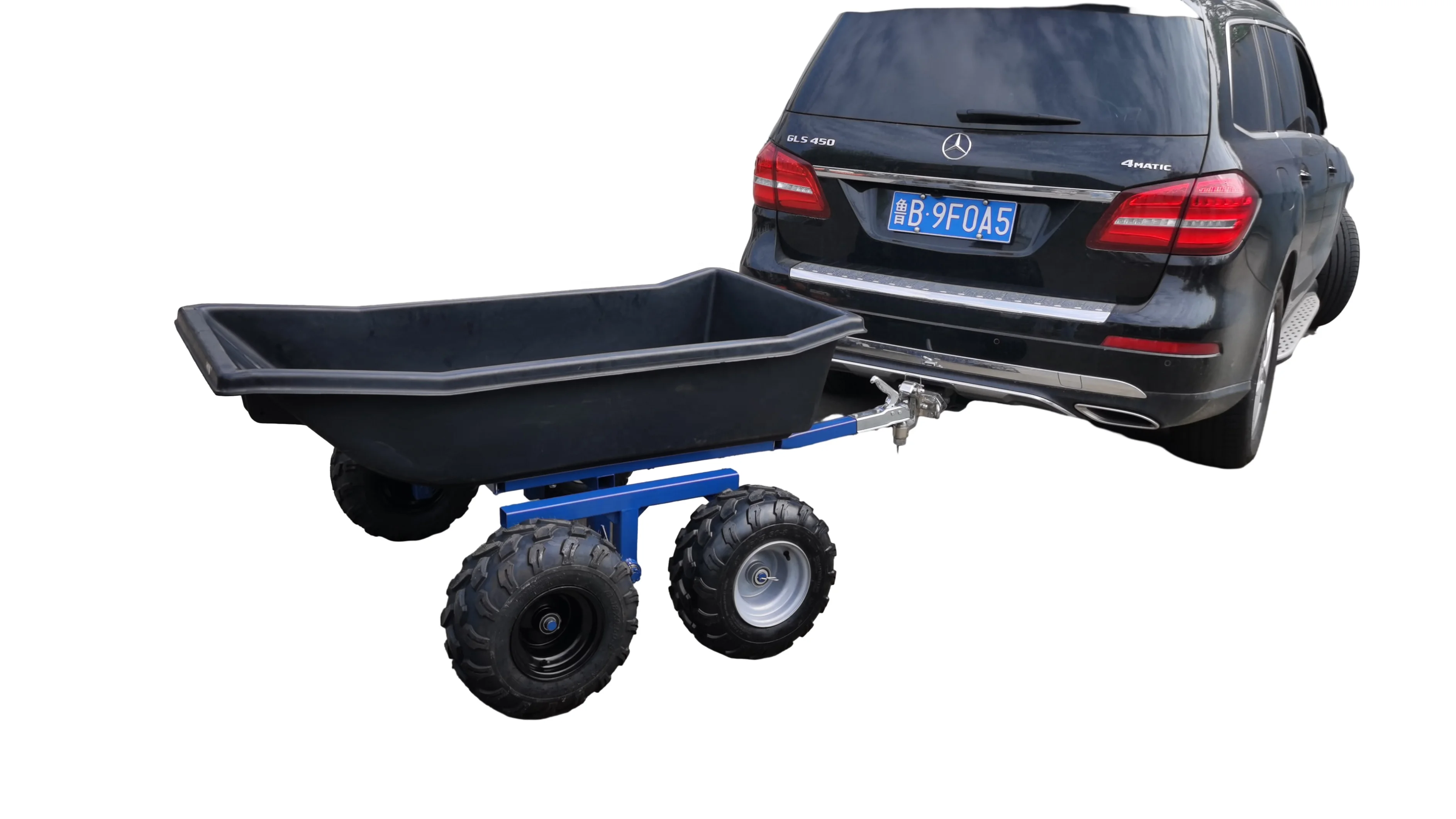All-Terrain Truck Car Tow-Behind Metal Frame Plastic Heavy Duty Easy Assembly ATV Camper Transport Dump Trailer
