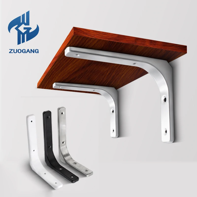 Zuogang 3 Inch to 16 Inch Wholesale Stainless Steel  Iron Shelf Brackets Heavy Duty Hidden Tripod Support L Shaped Bracket