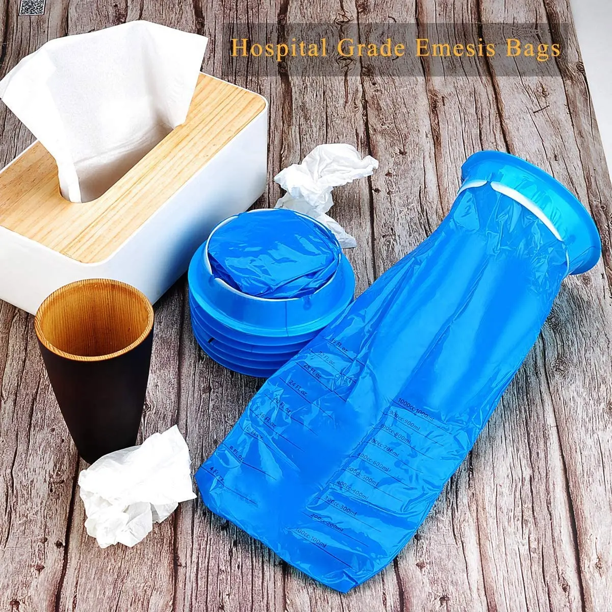 1000ml Emesis Bags Leak Resistant Medical Grade Portable Disposable Barf Bags Vomit Bags Nausea  for Travel Motion Sickness