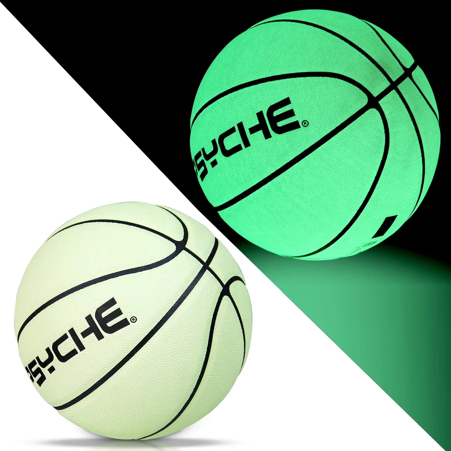 PSYCHE Glow in the Dark Custom Basketball Balls Luminous Basketballs Size 7 Leather Men Basketball