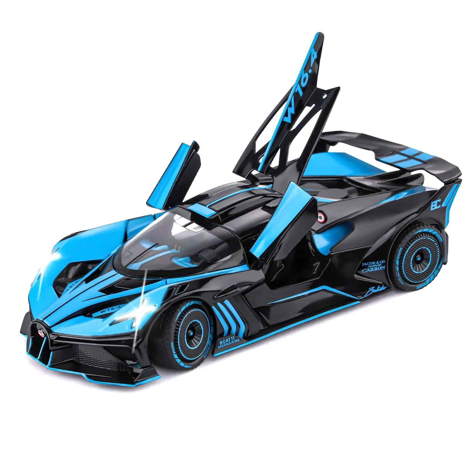 1:24 Bugatti Alloy Car Toy With Light And Music Pull Back Realistic Model Car Toy For Kids Boys Girls Gift