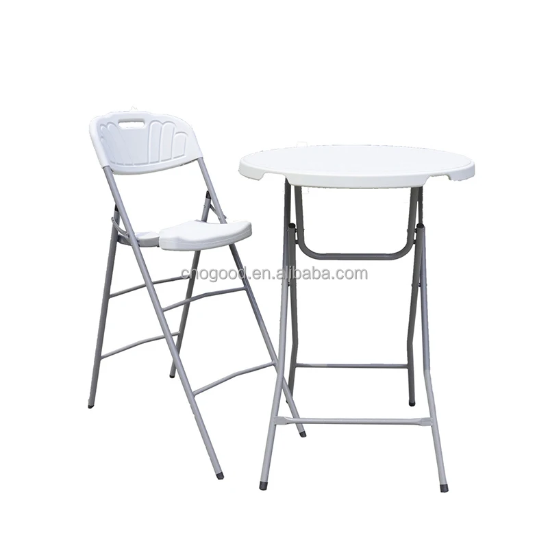 Outdoor Portable Dia 60cm White Round Bar Height Folding Tables Cocktail Fold Table Plastic for Bar
