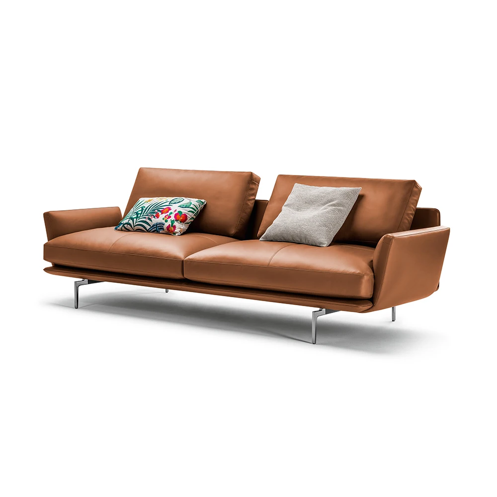 High Grade Waterproof Brown PU Material New York Suite Living Room Furniture Sectional Leather Sofa