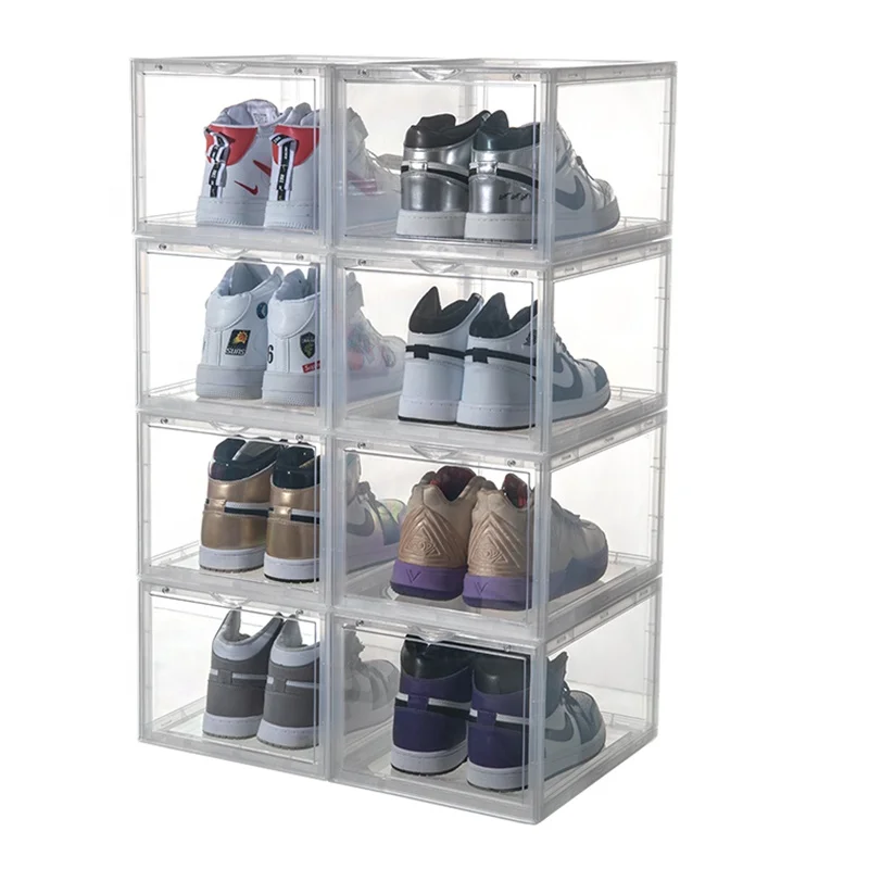 Amazon hot sale drop front shoe box for sneaker display shoe box storage premium custom clear transparent shoe boxes stackable (62393671656)