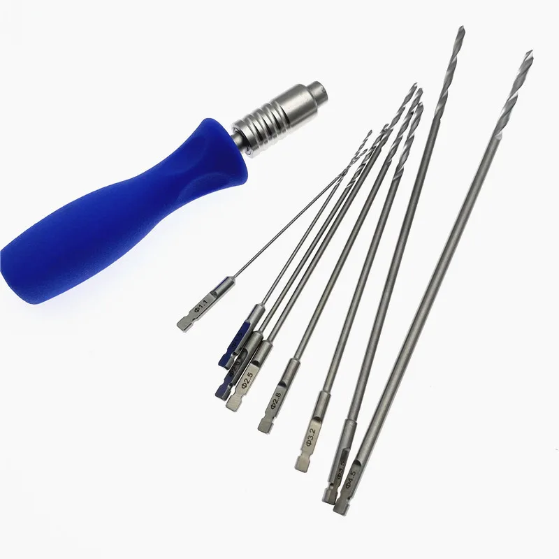 Orthopedic AO Bone Drill Bits AO Quick Coupling Handle Bone Drills 10PCS/Set Veterinary Orthopedic Surgical Instrument