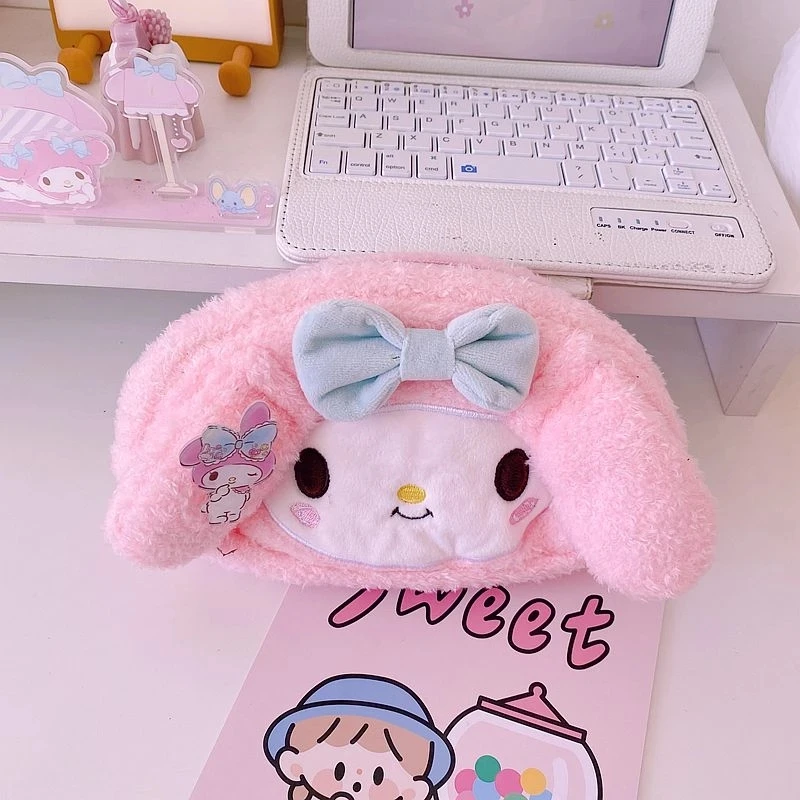 Large Capacity Cinnamoroll My Melody Kuromi Plush PP Filled Cartoon Pencil Case Anime Cosmetic Storage Bag Students Star Type