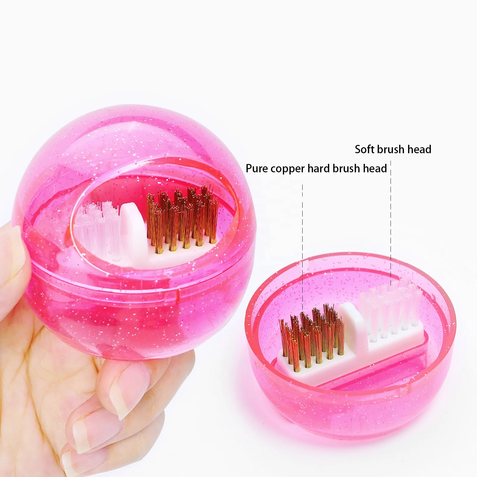 New Ball Nail Drill Bits Cleaning Brush Copper Portable Clean Dust Detachable Nail Brush Manicure Clean Tool