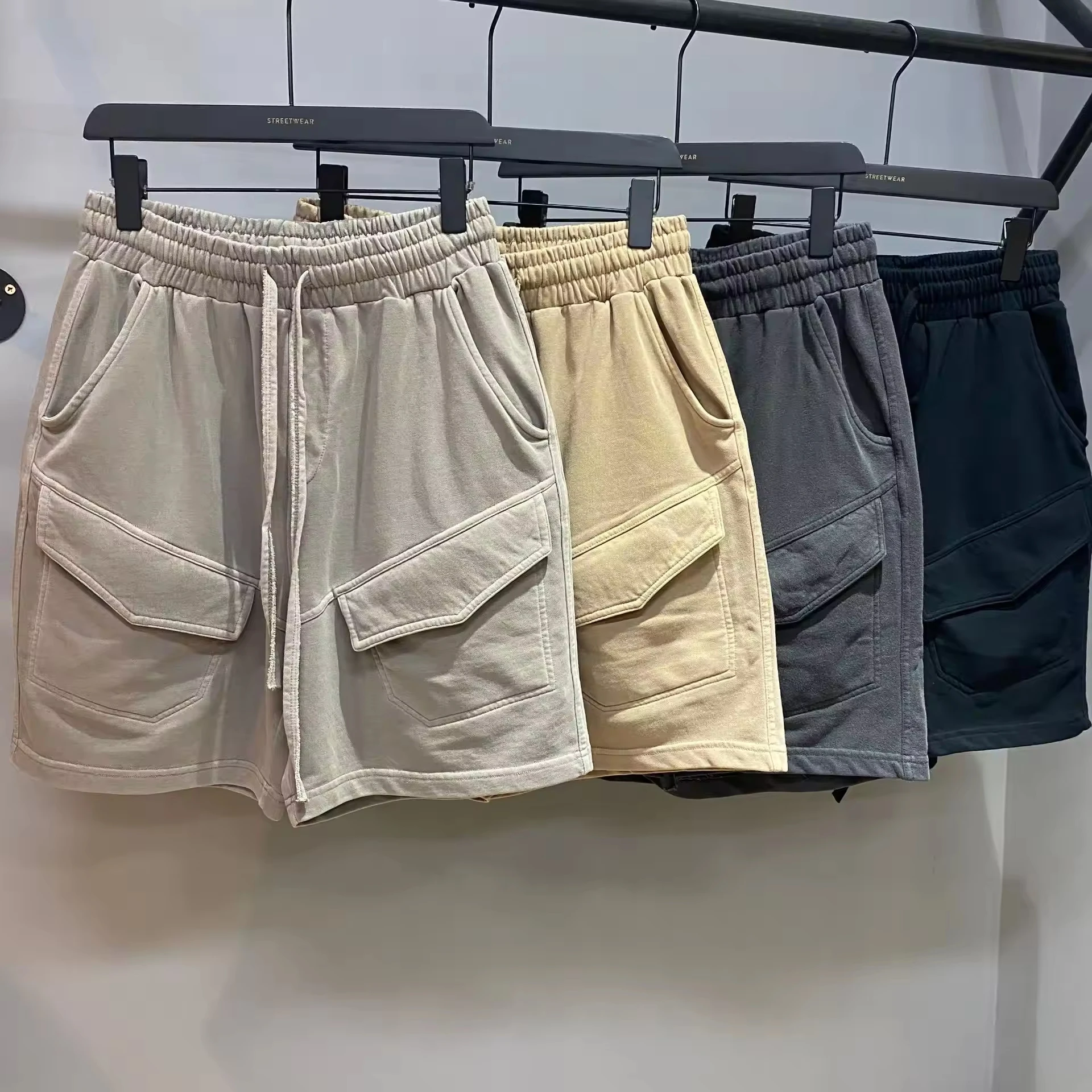High Quality Heavyweight Cotton Vintage Washed Shorts Plain Blank Plus Size Hiking Shorts Men