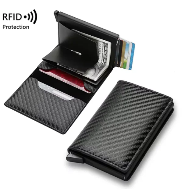 Умный кошелек для мужчин с RFID-блокировкой алюминиевый держатель для кредитных карт в европейском стиле для хранения банковских карт и наличных
