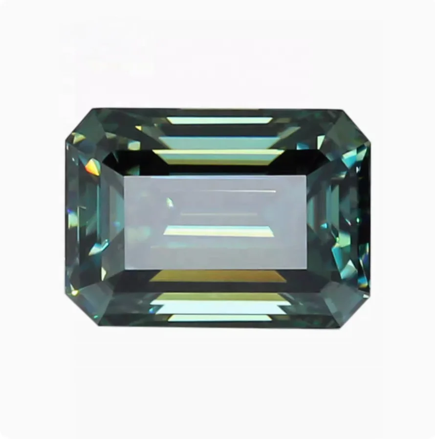 Wholesale GRA Diamond Stone Emerald Cut Dark Green Moissanite loose Stones