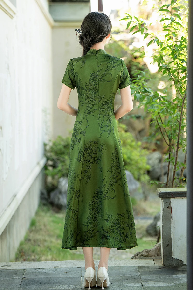 Plus Size Chinese Vintage Cheongsam Dresses Beautiful Qipao Chinese Traditional Clothing for Women 4XL