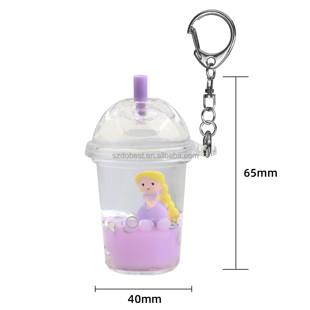 Hot sale popular romantic princess pattern floater custom logo keychain wholesale in bulk