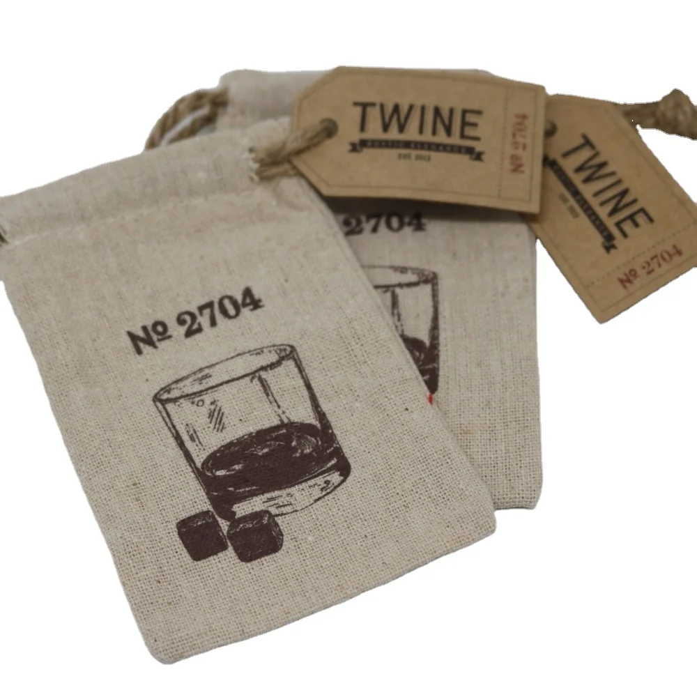 Wholesale Supply Natural Small Drawstring Gift Wenwan Buddha Beads Tea Cup Storage Packaging Linen Bag With Custom Logo and Tag
