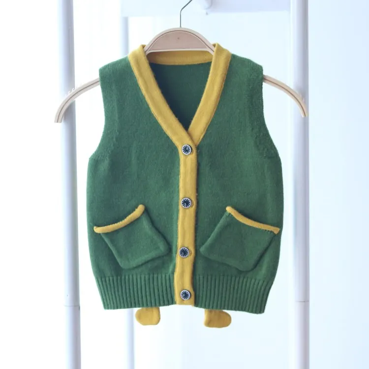 
fashion Cartoon pattern knit baby round neck sweater vest wholesale 