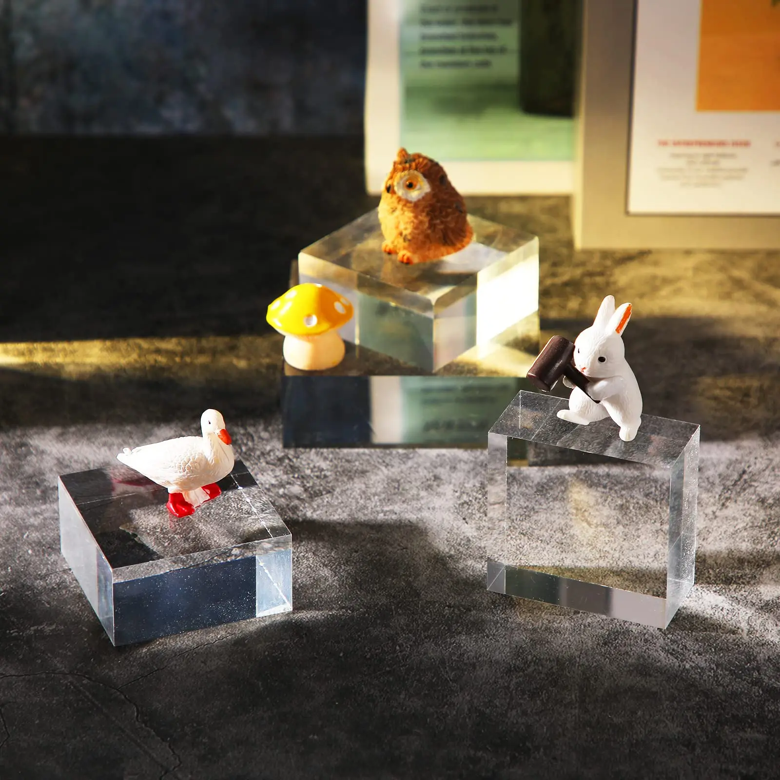 Wholesale 2x2x1 Inch Clear Square Display Block Polished Acrylic Cube Jewelry Display Holder Base Stands