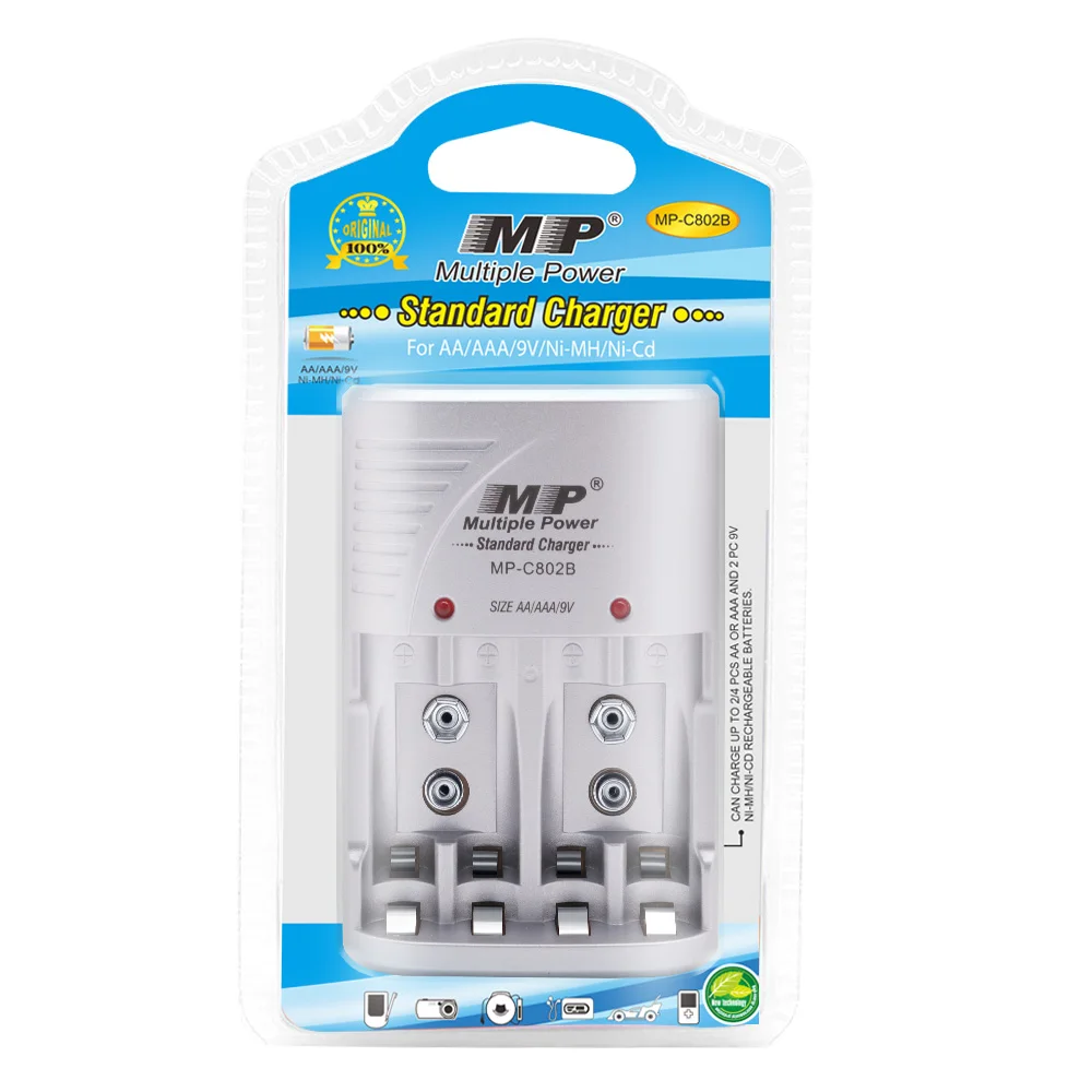 
Hot sale Multi-function C-802B Standard battery charger for AA/AAA/9V Nimh/Nicd Rechargeable Batteries with US/EU/UK pin 