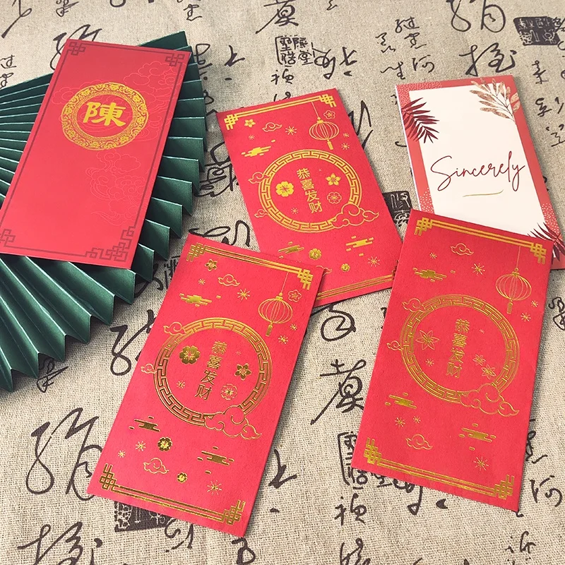 Factory Custom Print Red Packet Wedding gift Chinese Red Envelope for kid Traditional Money Envelope With Gold Foil Design
