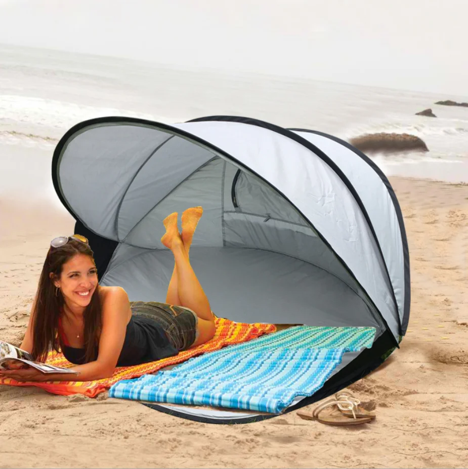 New Arrival UV30+ Sun Shade Shelter Polyester Steel Wire Pole Pop Up Summer Beach Camping Tent For Outdoors