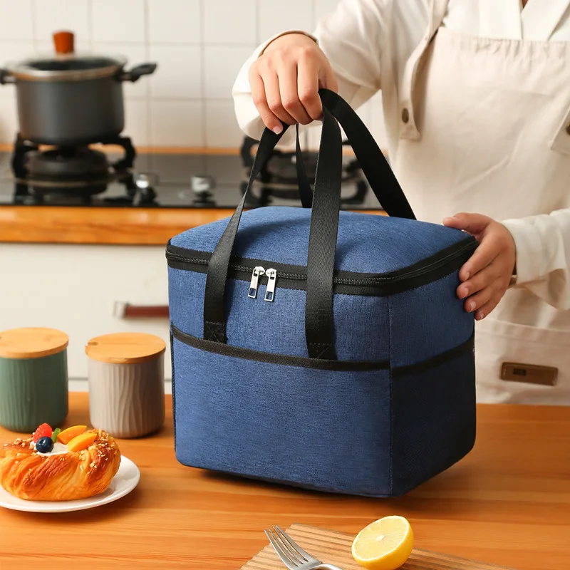 Custom logo waterproof insulated thermal portable lunchbag oxford school office bento lunch cooler tote bag for adults