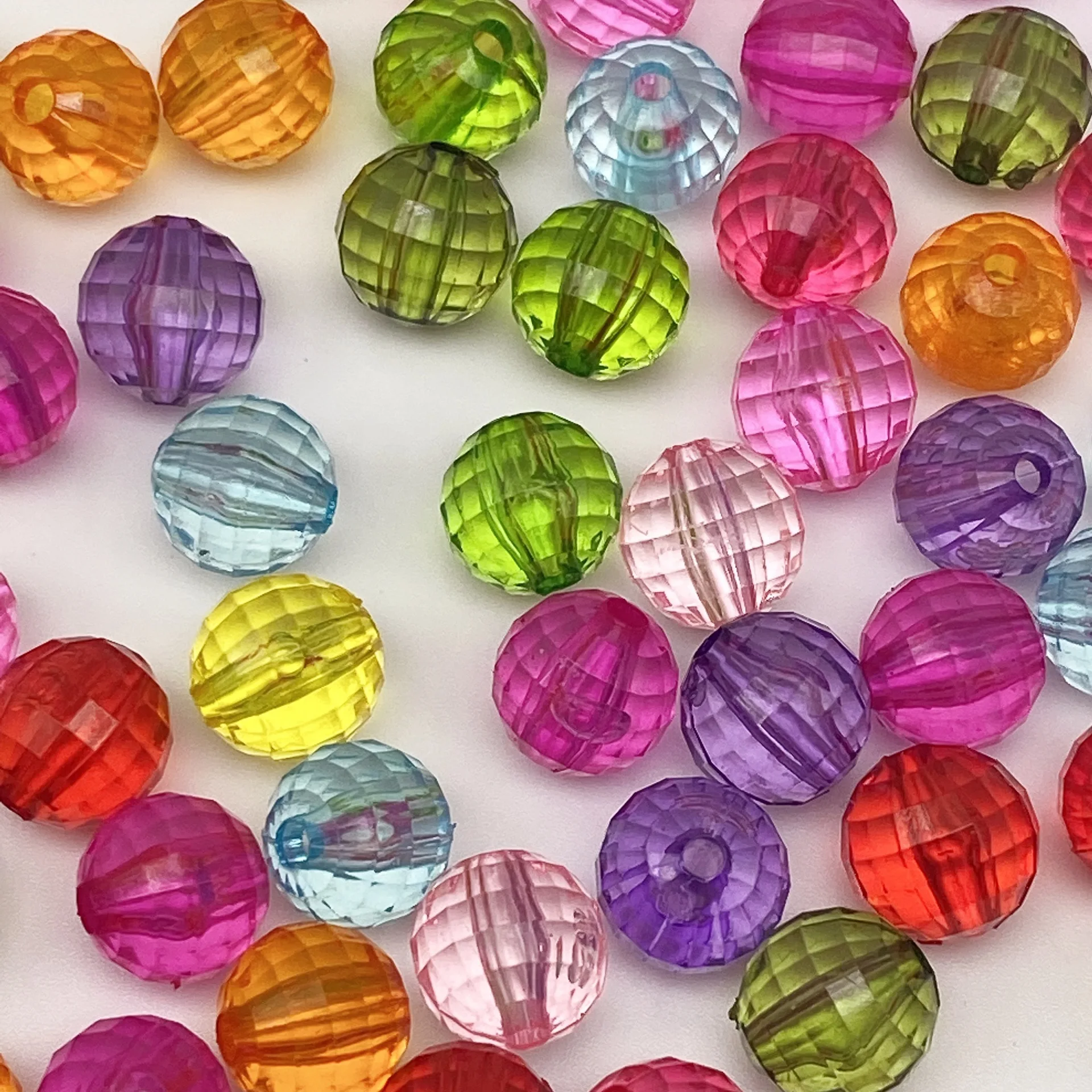 6-20mm Transparent colorful Round 96 Faceted earth Acrylic Beads for handmade bag Making curtain jewelry accessories wholesale