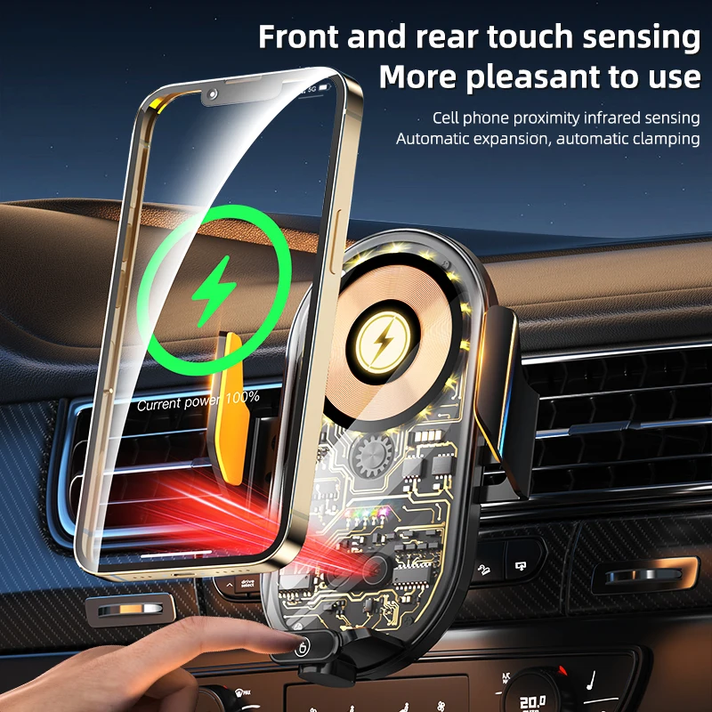 Smart Wireless Car Phone Stand Universal  Mobile Phone Holder for Cars 66w Fast Charging Wireless Fast Charging Phone Holder