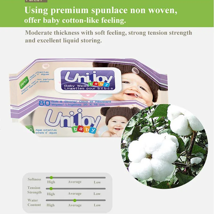 Organic Water Tissue Paper Baby Wipes 72pcs 80pcs 96pcs 120pcs polybag packing