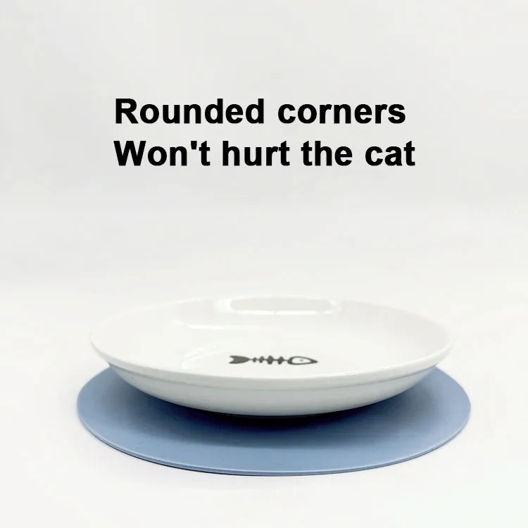 Factory direct cute fish bone kitten paw pattern cat bowl silicone odourless waterproof non-slip mat cat supplies