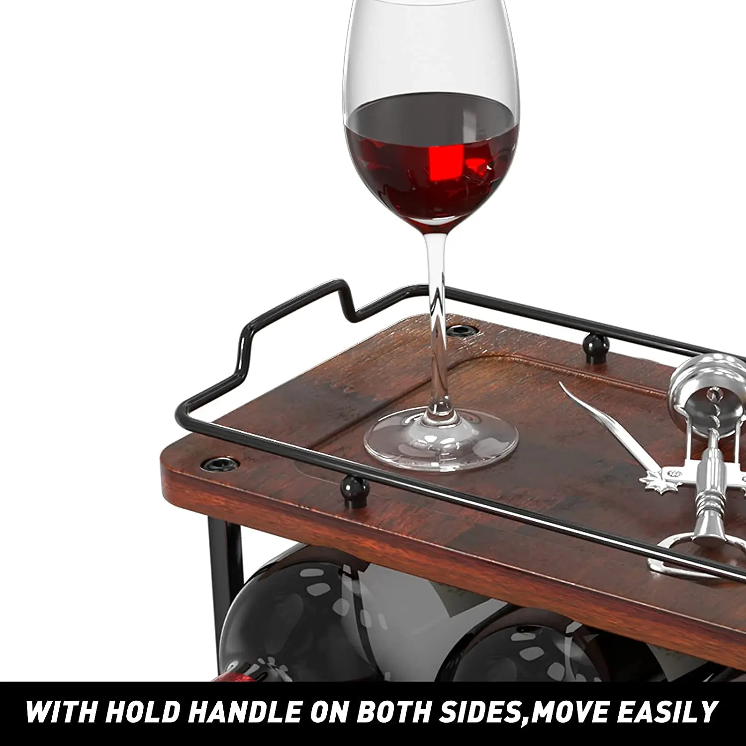 2 Tier Wooden Wine Rack Free Standing Floor Countertop Wine Rack