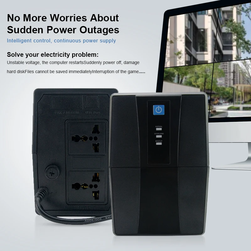 Factory OEM Customized Intelligent Emergency Backup Battery Uninterruptible Power Supply UPS 600VA Back up power supply