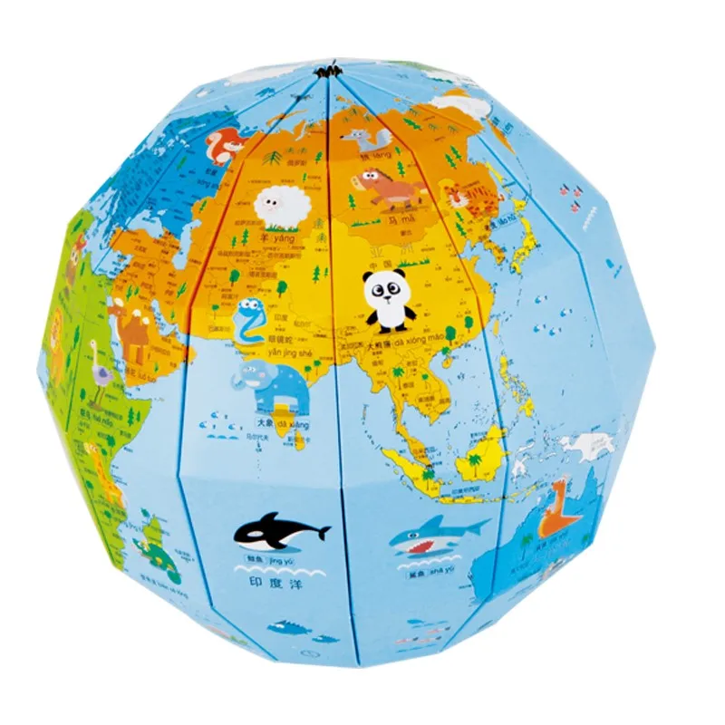 Globe 3D Puzzle Globe DIY Assemble Vertical World Globe 3D Scratch Travel Map Funny Toy for children Dropshipping