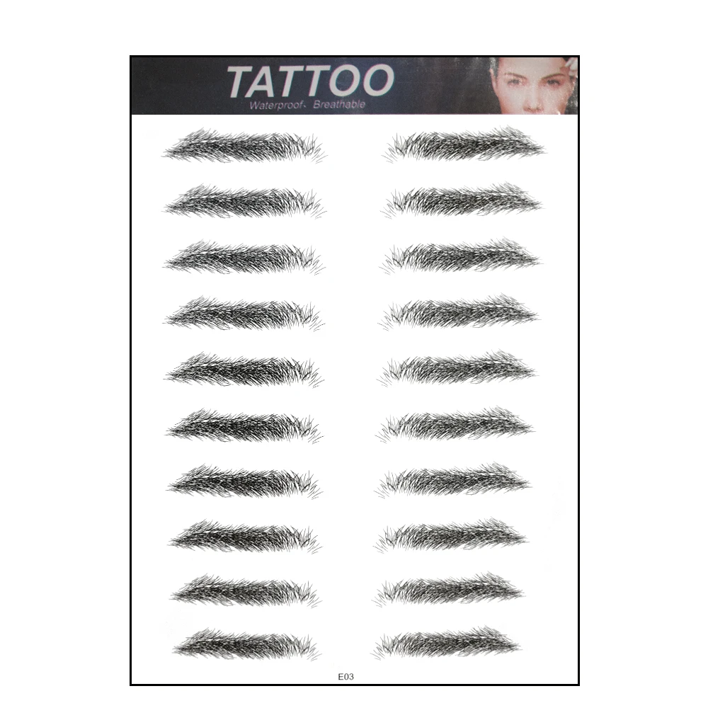 5% Discount Hot Sell Popular Waterproof Cosmetic Womens Different Size Fake Eyebrow Tattoo Stickers