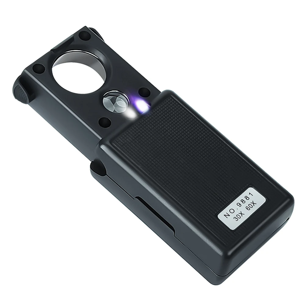 LUXIANZI 30 60 X Magnifying Glass With LED UV Acrylic Optical HD Lens  Loupe