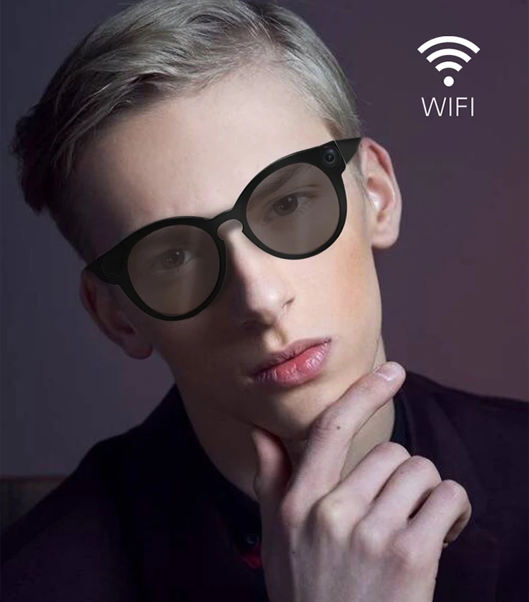
2020 Hot Sales WIFI 1080P Can live broadcast with WIFI function factory direct selling black technology smart sunglasses. 