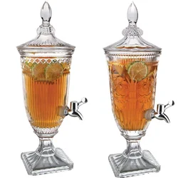 Embossed Ice Cold Drink Juice Beverage Glass Cold Water Juice Dispenser For Bar Hotel