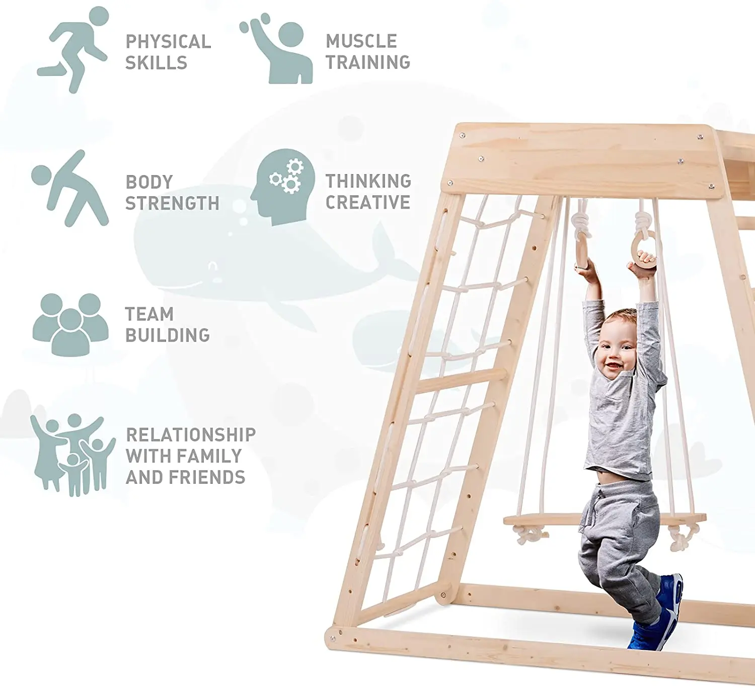 Multi functional Kids Sports Wooden Climbing Equipment for kids Large Climbing Frame Indoor Playground